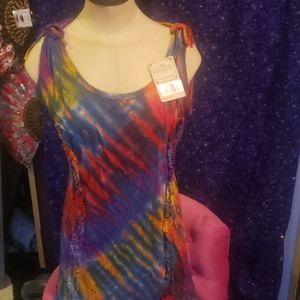 Tie dye length adjustable summer dress